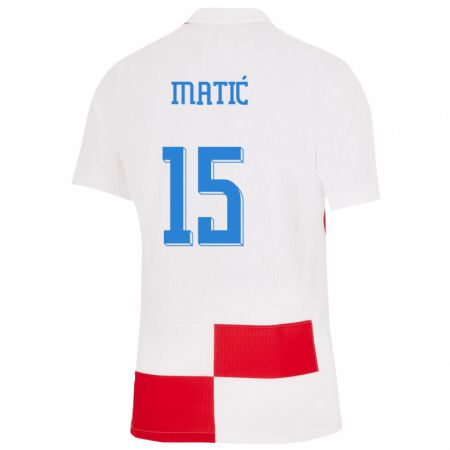 Kandiny Naisten Kroatia Matej Matic #15 Valkoinen Punainen Kotipaita 24-26 Lyhythihainen Paita T-Paita