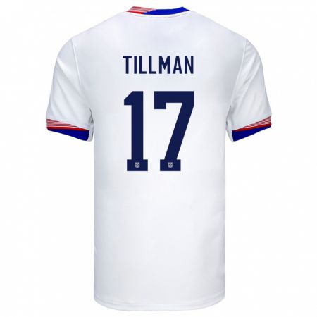 Kandiny Naisten Yhdysvallat Malik Tillman #17 Valkoinen Kotipaita 24-26 Lyhythihainen Paita T-Paita