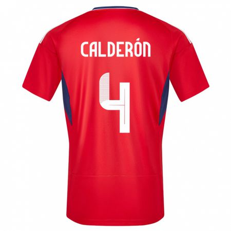 Kandiny Naisten Costa Rica Brandon Calderon #4 Punainen Kotipaita 24-26 Lyhythihainen Paita T-Paita