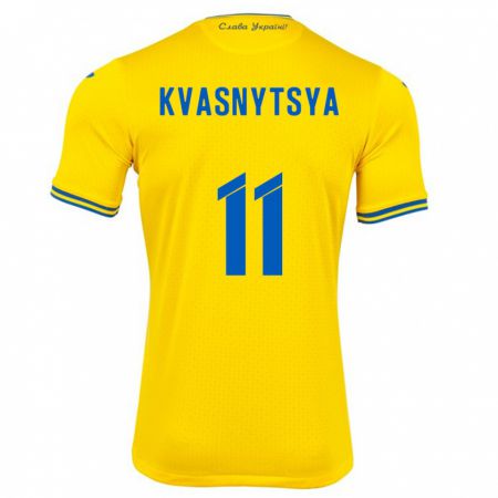 Kandiny Naisten Ukraina Ilya Kvasnytsya #11 Keltainen Kotipaita 24-26 Lyhythihainen Paita T-Paita