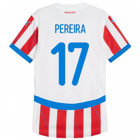 Kandiny Naisten Paraguay Kevin Pereira #17 Valkoinen Punainen Kotipaita 24-26 Lyhythihainen Paita T-Paita