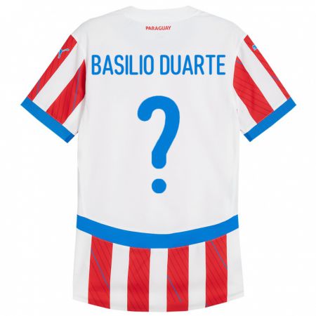 Kandiny Naisten Paraguay Basilio Duarte #0 Valkoinen Punainen Kotipaita 24-26 Lyhythihainen Paita T-Paita
