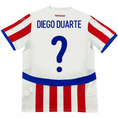 Kandiny Naisten Paraguay Diego Duarte #0 Valkoinen Punainen Kotipaita 24-26 Lyhythihainen Paita T-Paita