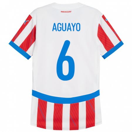Kandiny Naisten Paraguay Ángel Aguayo #6 Valkoinen Punainen Kotipaita 24-26 Lyhythihainen Paita T-Paita