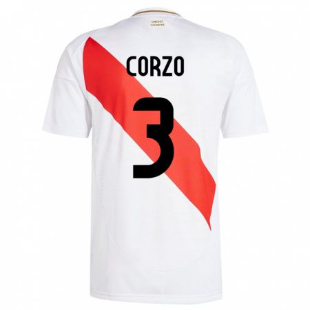 Kandiny Naisten Peru Aldo Corzo #3 Valkoinen Kotipaita 24-26 Lyhythihainen Paita T-Paita