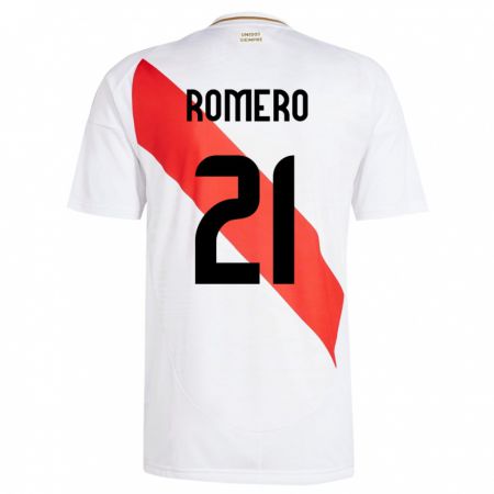 Kandiny Naisten Peru Diego Romero #21 Valkoinen Kotipaita 24-26 Lyhythihainen Paita T-Paita