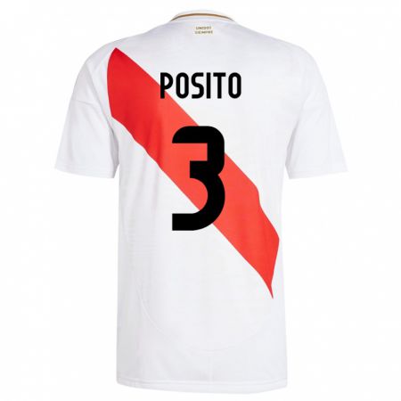 Kandiny Naisten Peru Alejandro Pósito #3 Valkoinen Kotipaita 24-26 Lyhythihainen Paita T-Paita