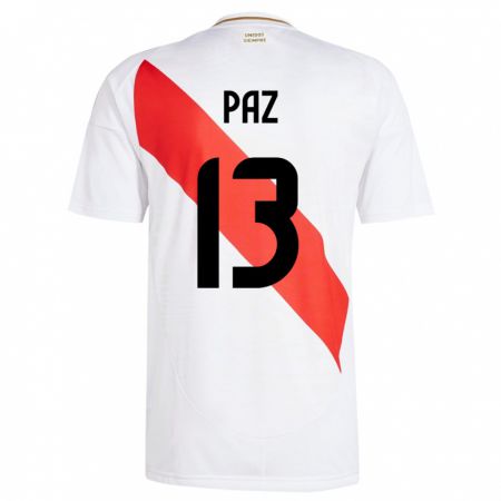 Kandiny Naisten Peru Braidy Paz #13 Valkoinen Kotipaita 24-26 Lyhythihainen Paita T-Paita