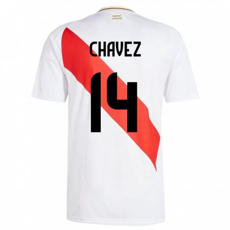 Kandiny Naisten Peru Felipe Chávez #14 Valkoinen Kotipaita 24-26 Lyhythihainen Paita T-Paita