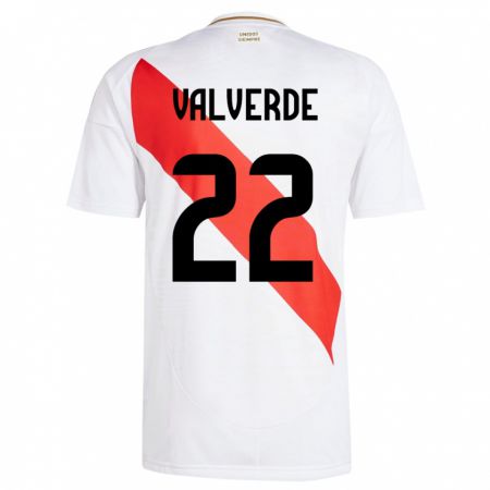 Kandiny Naisten Peru Malena Valverde #22 Valkoinen Kotipaita 24-26 Lyhythihainen Paita T-Paita