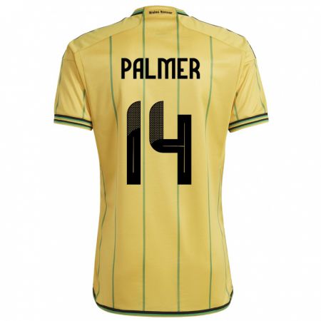 Kandiny Naisten Jamaika Kasey Palmer #14 Keltainen Kotipaita 24-26 Lyhythihainen Paita T-Paita