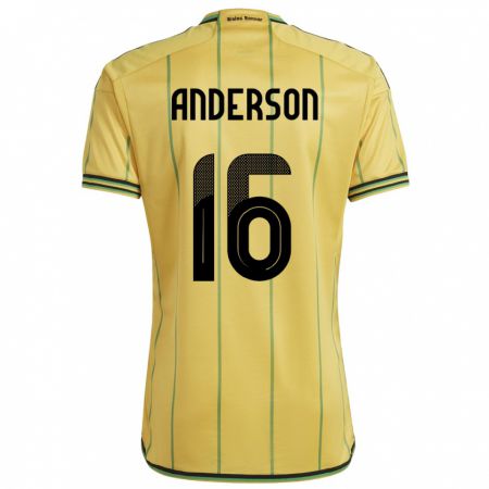 Kandiny Naisten Jamaika Karoy Anderson #16 Keltainen Kotipaita 24-26 Lyhythihainen Paita T-Paita