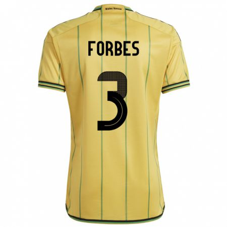 Kandiny Naisten Jamaika Michael Forbes #3 Keltainen Kotipaita 24-26 Lyhythihainen Paita T-Paita