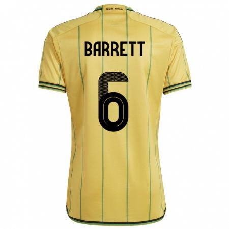 Kandiny Naisten Jamaika Ronaldo Barrett #6 Keltainen Kotipaita 24-26 Lyhythihainen Paita T-Paita