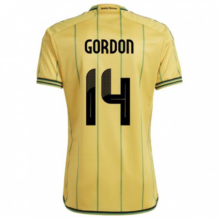 Kandiny Naisten Jamaika Ashton Gordon #14 Keltainen Kotipaita 24-26 Lyhythihainen Paita T-Paita