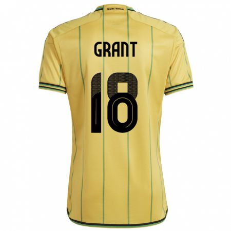 Kandiny Naisten Jamaika George Grant #18 Keltainen Kotipaita 24-26 Lyhythihainen Paita T-Paita