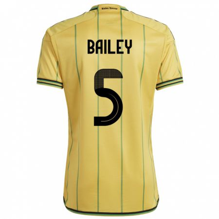 Kandiny Naisten Jamaika Jade Bailey #5 Keltainen Kotipaita 24-26 Lyhythihainen Paita T-Paita