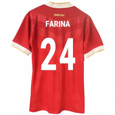 Kandiny Naisten Panama Edgardo Fariña #24 Punainen Kotipaita 24-26 Lyhythihainen Paita T-Paita