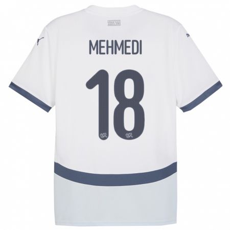 Kandiny Naisten Sveitsi Admir Mehmedi #18 Valkoinen Vieraspaita 24-26 Lyhythihainen Paita T-Paita