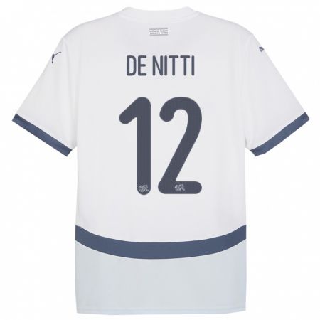 Kandiny Naisten Sveitsi Gianni De Nitti #12 Valkoinen Vieraspaita 24-26 Lyhythihainen Paita T-Paita