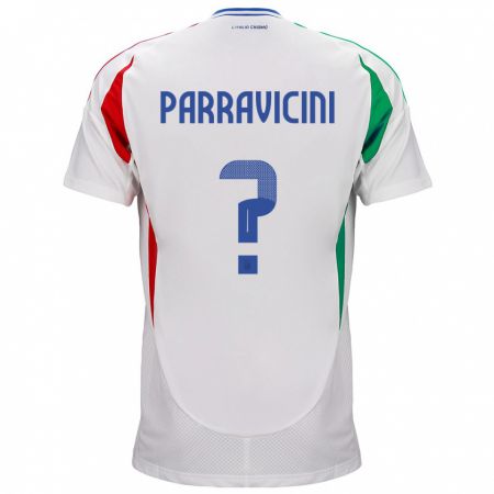 Kandiny Naisten Italia Fabio Parravicini #0 Valkoinen Vieraspaita 24-26 Lyhythihainen Paita T-Paita