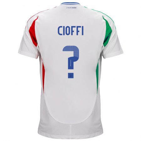 Kandiny Naisten Italia Cristian Cioffi #0 Valkoinen Vieraspaita 24-26 Lyhythihainen Paita T-Paita