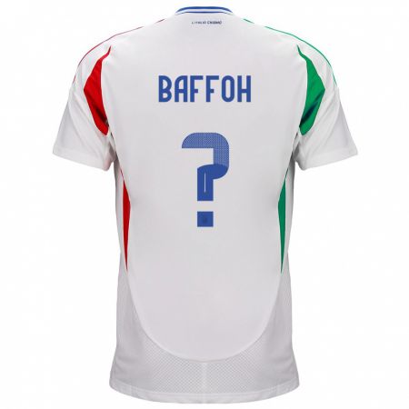 Kandiny Naisten Italia Jeffrey Baffoh #0 Valkoinen Vieraspaita 24-26 Lyhythihainen Paita T-Paita