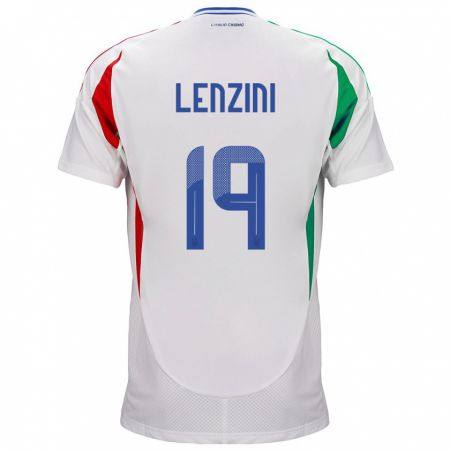 Kandiny Naisten Italia Martina Lenzini #19 Valkoinen Vieraspaita 24-26 Lyhythihainen Paita T-Paita