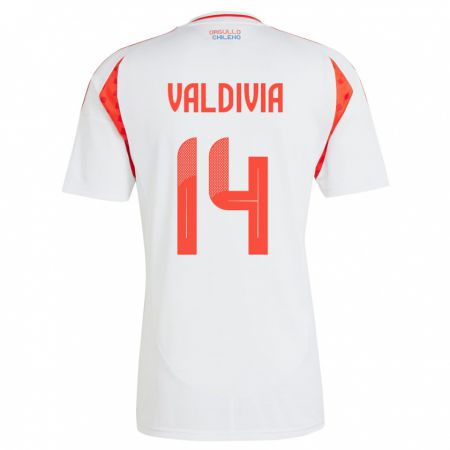 Kandiny Naisten Chile Felipe Valdivia #14 Valkoinen Vieraspaita 24-26 Lyhythihainen Paita T-Paita