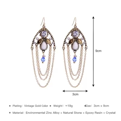 Kandiny - Long multi-layer vintage crystal Earrings 00791