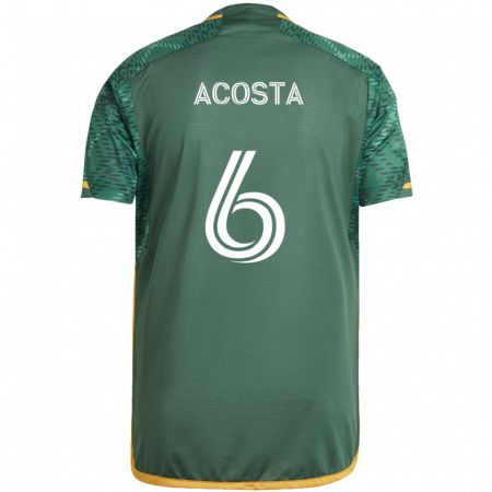 Kandiny Lapset Bryan Acosta #6 Vihreä Oranssi Kotipaita 2024/25 Lyhythihainen Paita T-Paita