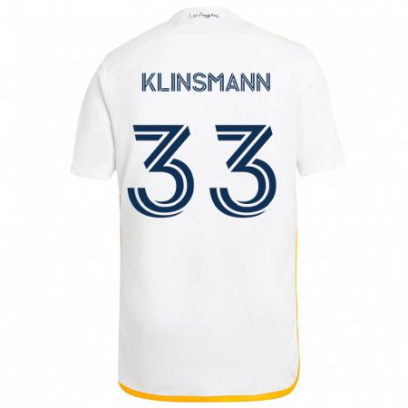 Kandiny Lapset Jonathan Klinsmann #33 Valkoinen Keltainen Kotipaita 2024/25 Lyhythihainen Paita T-Paita