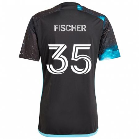 Kandiny Lapset Britton Fischer #35 Musta Sininen Kotipaita 2024/25 Lyhythihainen Paita T-Paita