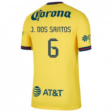 Kandiny Lapset Jonathan Dos Santos #6 Keltainen Sininen Kotipaita 2024/25 Lyhythihainen Paita T-Paita