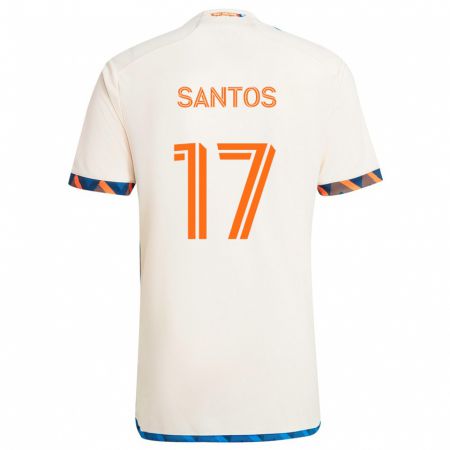 Kandiny Lapset Sergio Santos #17 Valkoinen Oranssi Vieraspaita 2024/25 Lyhythihainen Paita T-Paita