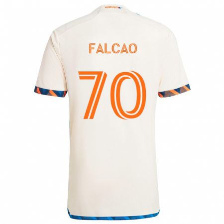 Kandiny Lapset Kiano Falcao #70 Valkoinen Oranssi Vieraspaita 2024/25 Lyhythihainen Paita T-Paita