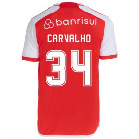 Kandiny Miesten Gabriel Carvalho #34 Punainen Valkoinen Kotipaita 2024/25 Lyhythihainen Paita T-Paita