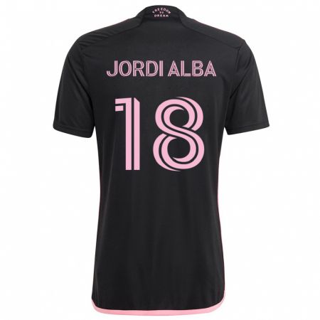 Kandiny Miesten Jordi Alba #18 Musta Vieraspaita 2024/25 Lyhythihainen Paita T-Paita