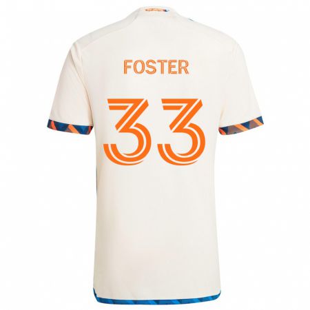 Kandiny Miesten Isaiah Foster #33 Valkoinen Oranssi Vieraspaita 2024/25 Lyhythihainen Paita T-Paita