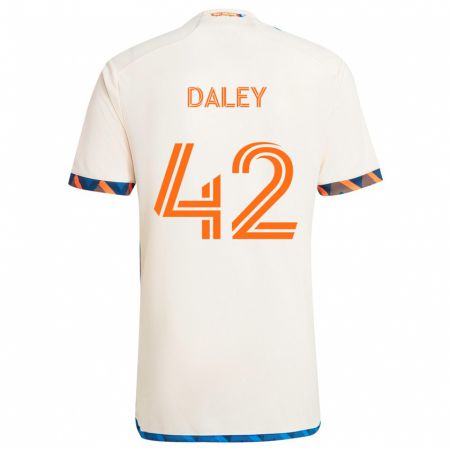 Kandiny Miesten Amir Daley #42 Valkoinen Oranssi Vieraspaita 2024/25 Lyhythihainen Paita T-Paita