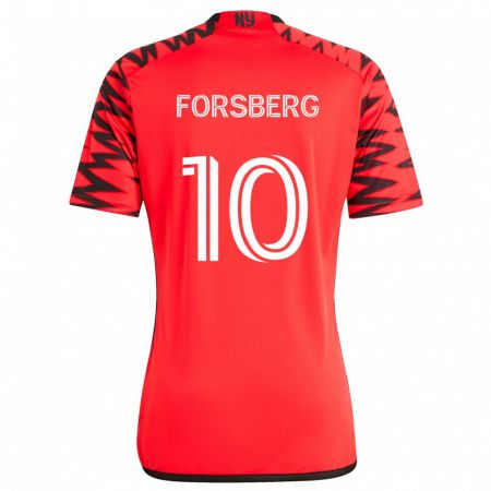 Kandiny Miesten Emil Forsberg #10 Punainen Musta Valkoinen Vieraspaita 2024/25 Lyhythihainen Paita T-Paita