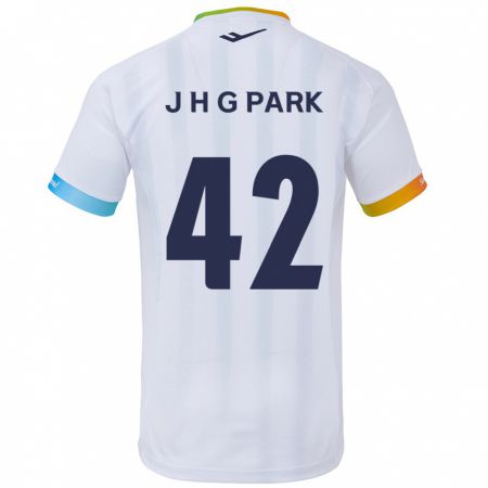 Kandiny Lapset Jang Han-Gyeol Park #42 Valkoinen Sininen Vieraspaita 2024/25 Lyhythihainen Paita T-Paita