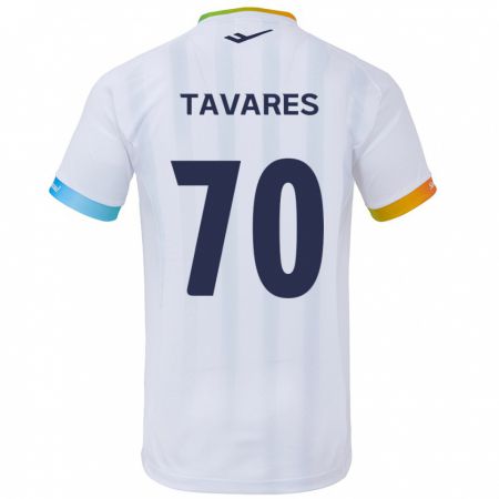 Kandiny Lapset Ronaldo Tavares #70 Valkoinen Sininen Vieraspaita 2024/25 Lyhythihainen Paita T-Paita