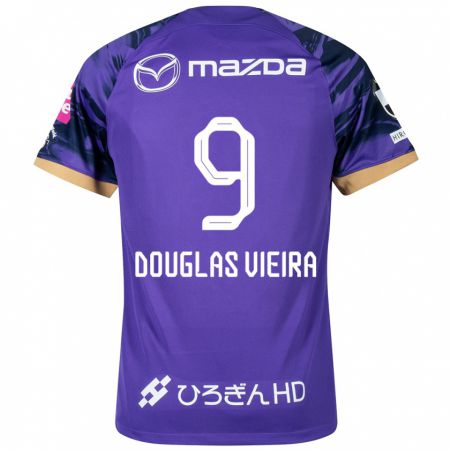 Kandiny Miesten Douglas Vieira #9 Purppura Valkoinen Kotipaita 2024/25 Lyhythihainen Paita T-Paita