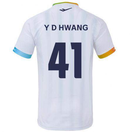 Kandiny Miesten Do-Yoon Hwang #41 Valkoinen Sininen Vieraspaita 2024/25 Lyhythihainen Paita T-Paita