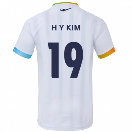 Kandiny Miesten Yong-Hyuk Kim #19 Valkoinen Sininen Vieraspaita 2024/25 Lyhythihainen Paita T-Paita