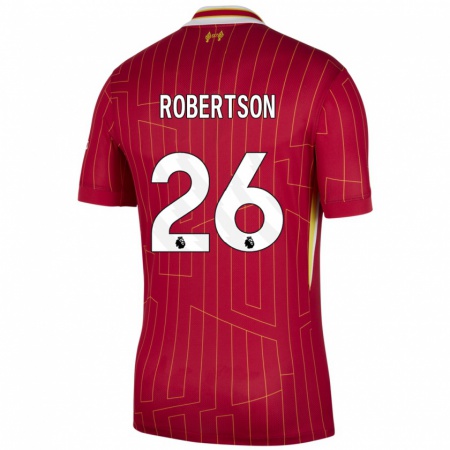 Kandiny Lapset Andrew Robertson #26 Punainen Keltainen Valkoinen Kotipaita 2024/25 Lyhythihainen Paita T-Paita