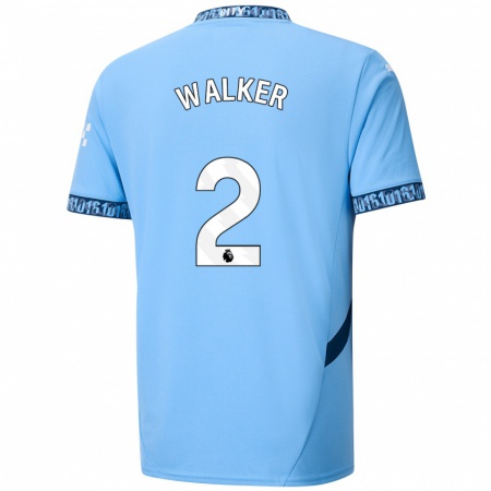 Kandiny Lapset Kyle Walker #2 Tummansininen Kotipaita 2024/25 Lyhythihainen Paita T-Paita