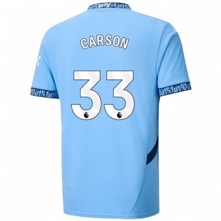 Kandiny Lapset Scott Carson #33 Tummansininen Kotipaita 2024/25 Lyhythihainen Paita T-Paita