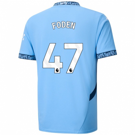 Kandiny Lapset Phil Foden #47 Tummansininen Kotipaita 2024/25 Lyhythihainen Paita T-Paita